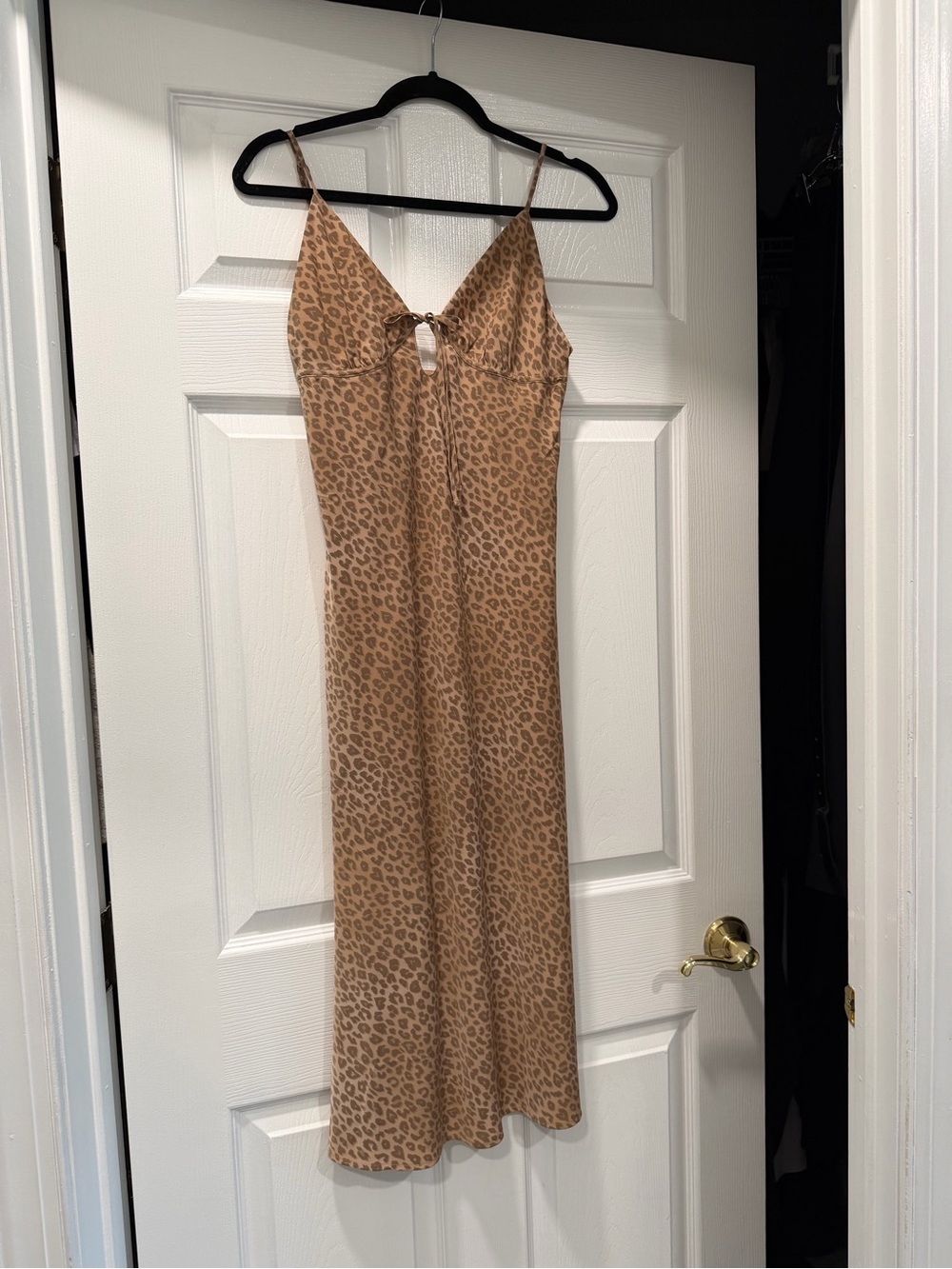 PINK Victoria's Secret Leopard-Print Midi Slip Dress - Tan